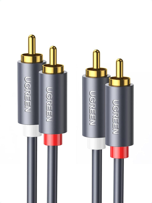 Zvočni kabel 2 x RCA - 2 x RCA UGREEN AV104, 1,5 m, siv