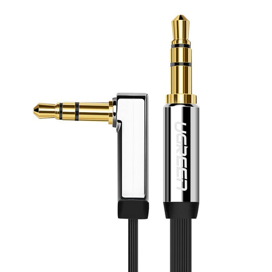 Zvočni kabel 3,5 mm - 3,5 mm UGREEN AV112 kotni, 1 m, črn