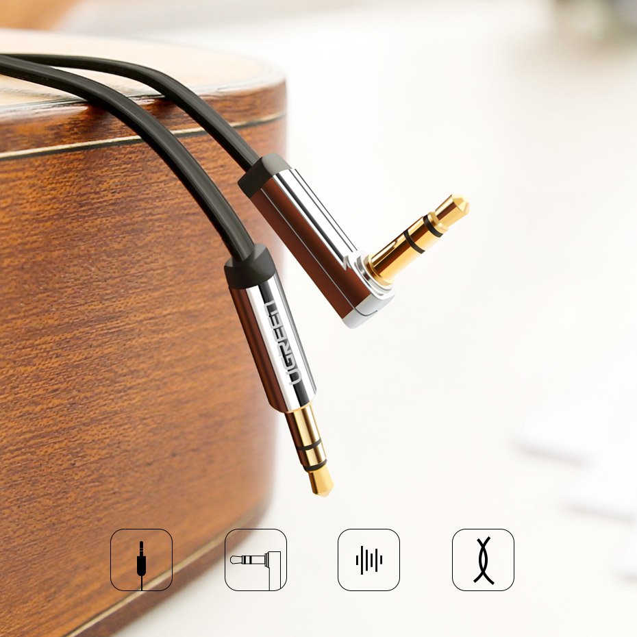 Audio kabel 3.5mm - 3.5mm UGREEN AV112 Angled, 1m, črn