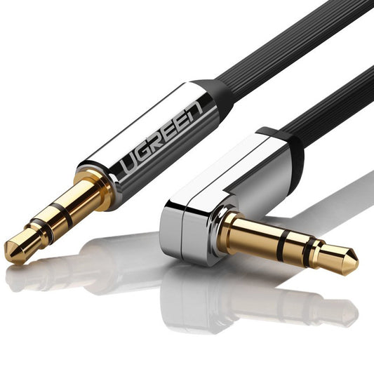 Zvočni kabel 3,5 mm - 3,5 mm UGREEN AV112 kotni, 1 m, črn