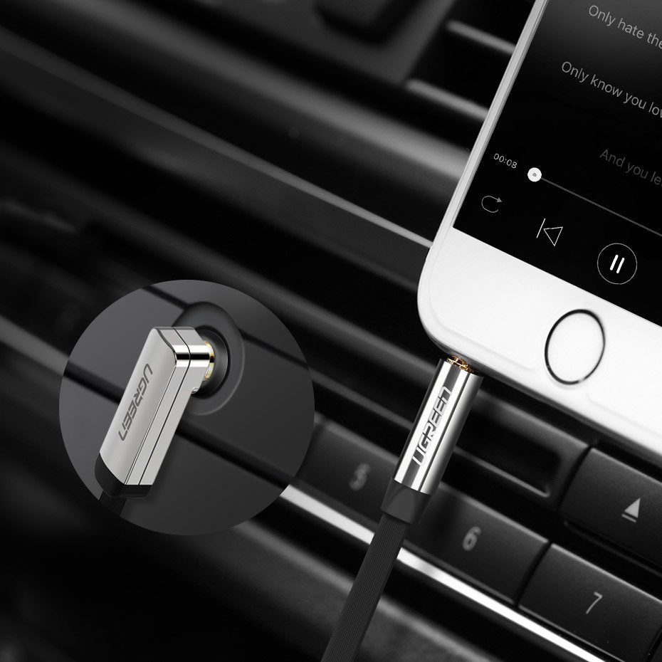 Audio kabel 3.5mm - 3.5mm UGREEN AV112 Angled, 1m, črn