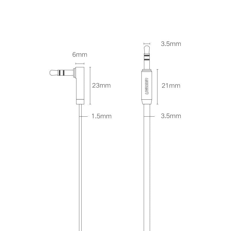 Audio kabel 3.5mm - 3.5mm UGREEN AV112 Angled, 1m, črn