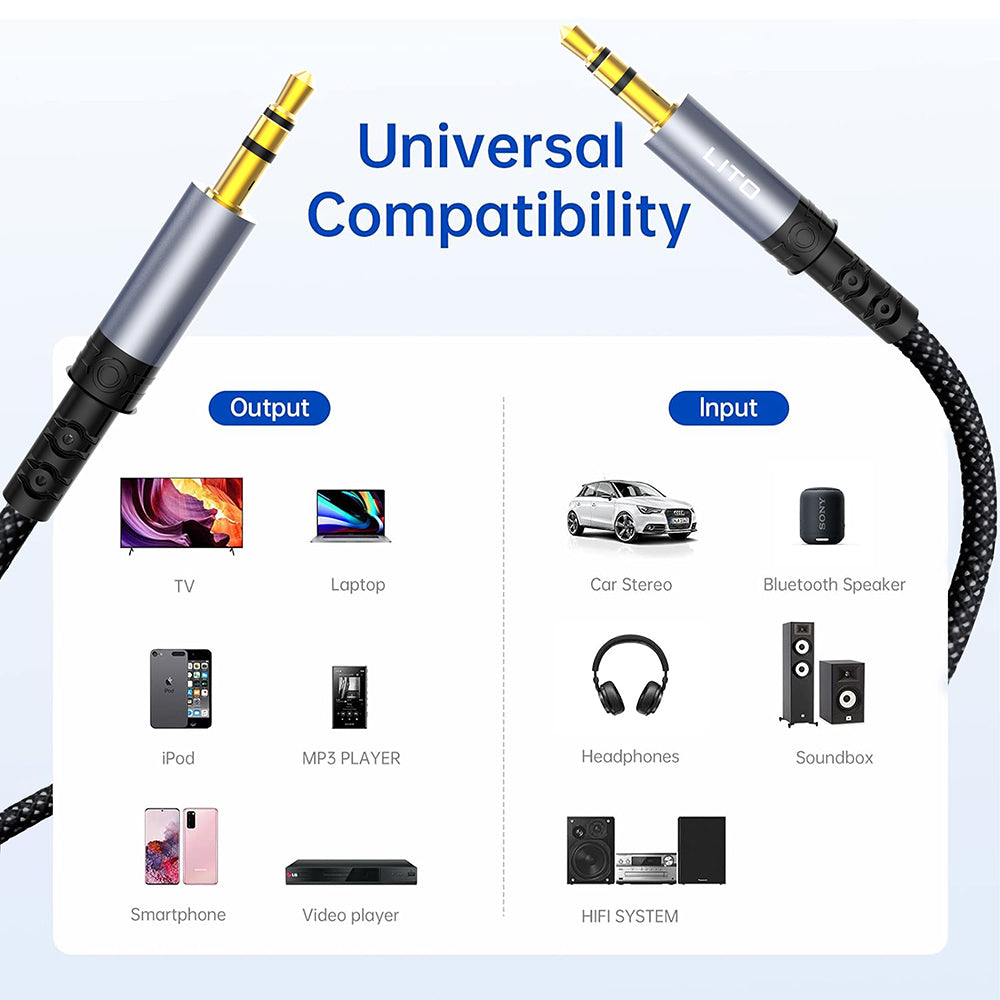 Avdio kabel 3.5mm - 3.5mm Lito LA01D, 1m, črn
