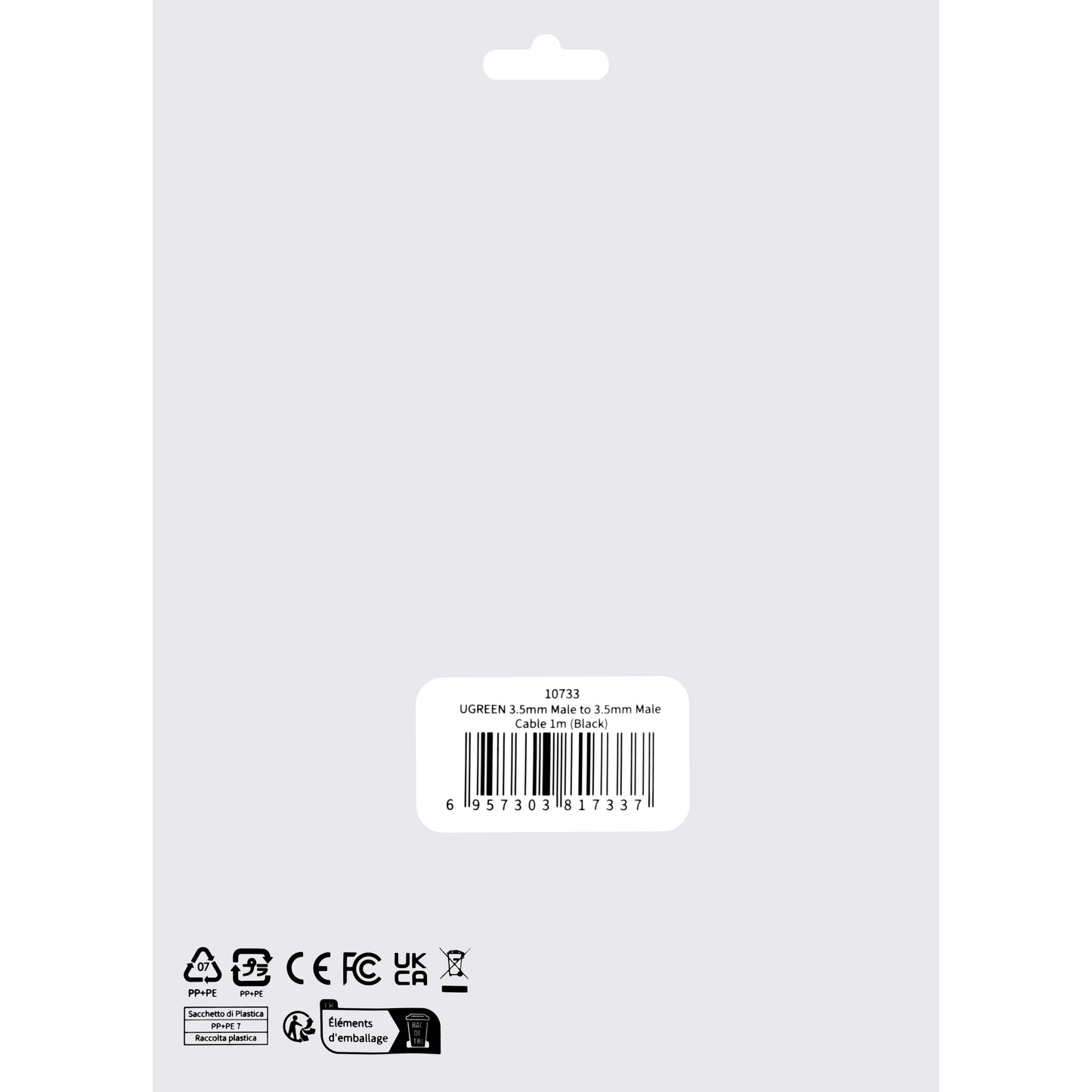 Audio kabel 3.5mm - 3.5mm UGREEN AV119, 1m, črn