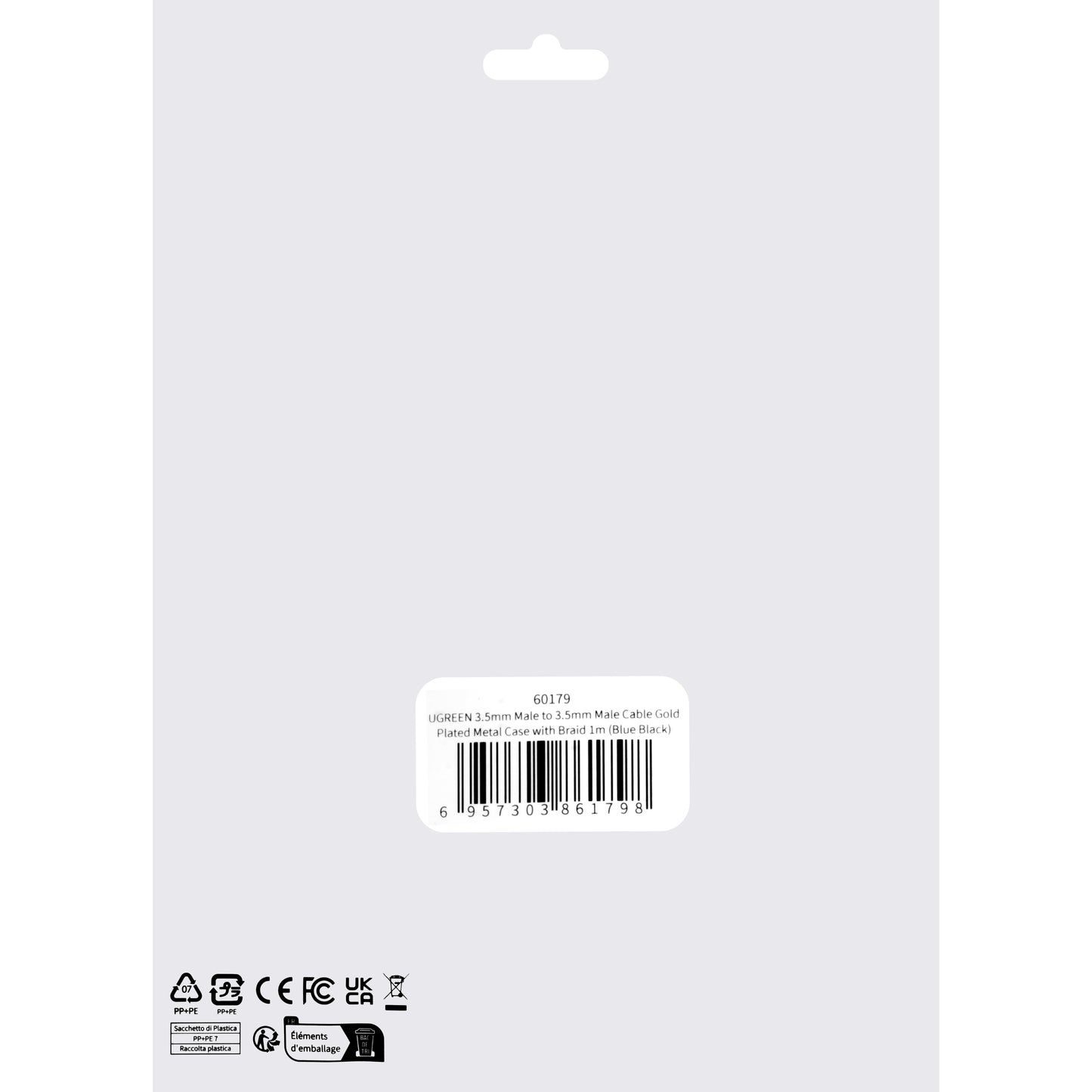 Audio kabel 3.5mm - 3.5mm UGREEN AV112 Angled, 1m, Modra