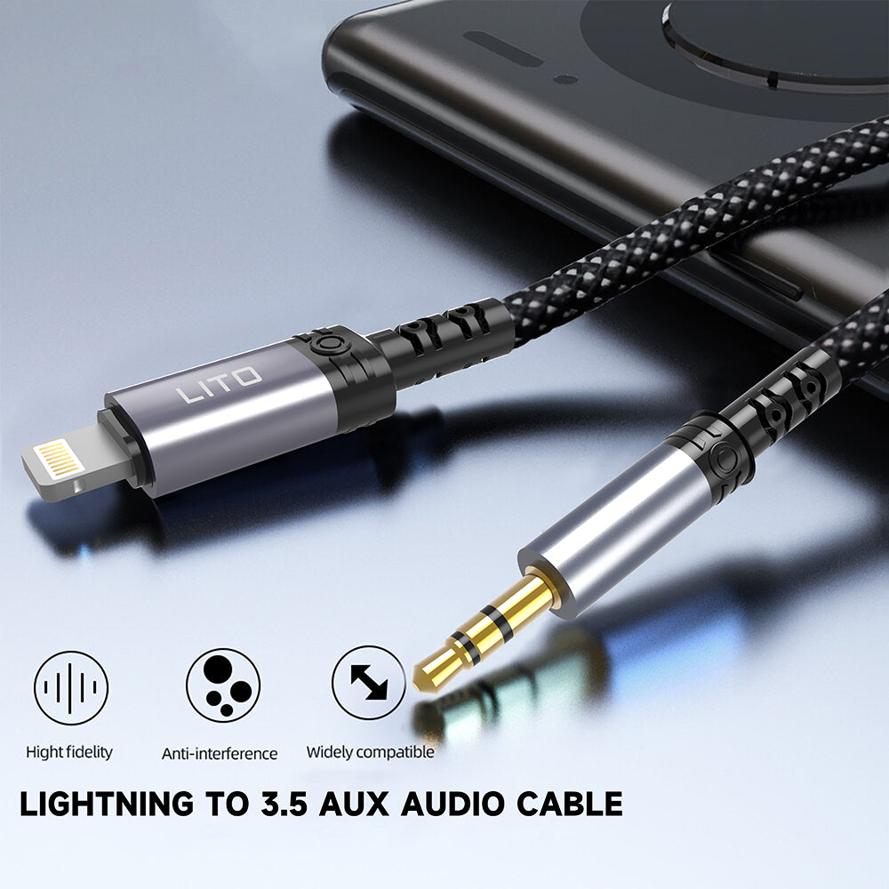 Audio kabel Lightning - 3.5mm Lito LA01L, 1m, črn