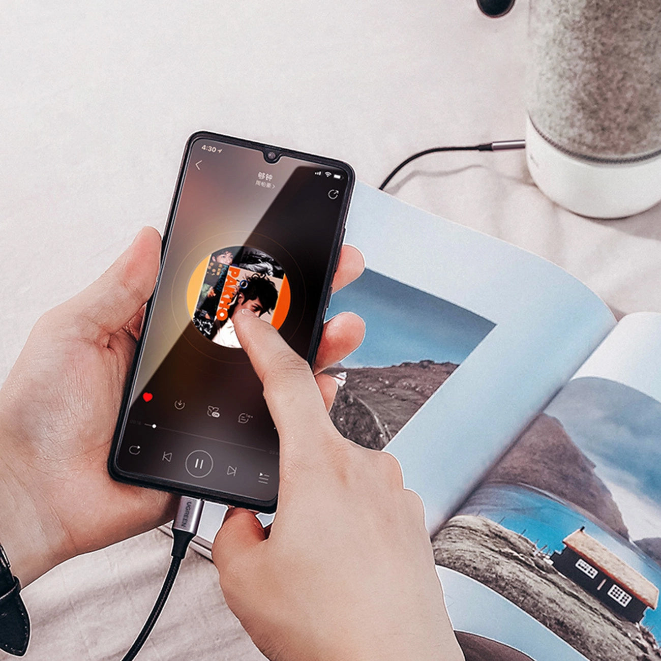 Audio kabel USB-C - 3.5mm UGREEN AV143, 1m, Siv