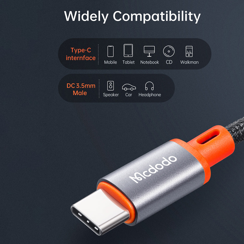 Audio kabel USB-C - 3.5mm McDodo CA-0900, 1.8m, črn