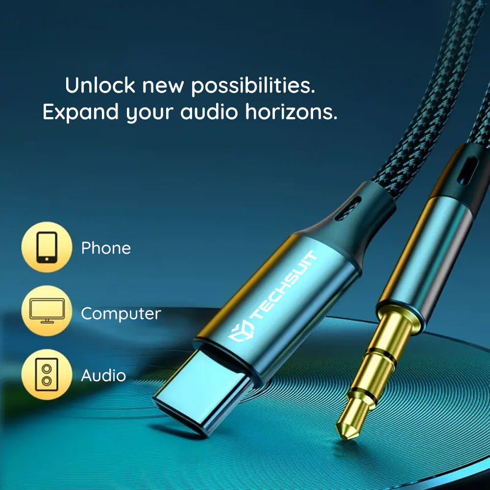 Avdio kabel USB-C - 3.5mm Techsuit AC11 FuseXound, 0.5m, Siv
