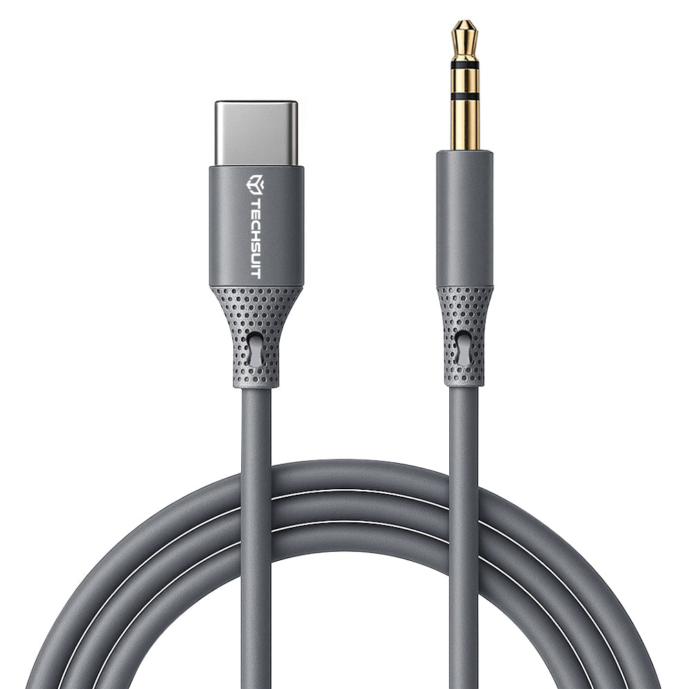 Avdio kabel USB-C - 3.5mm Techsuit AC4 SoundFlex, 1m, Siv