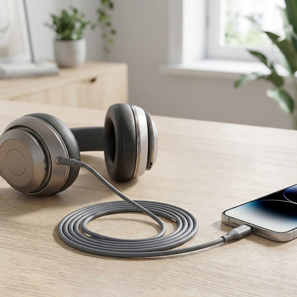 Avdio kabel USB-C - 3.5mm Techsuit AC4 SoundFlex, 1m, Siv