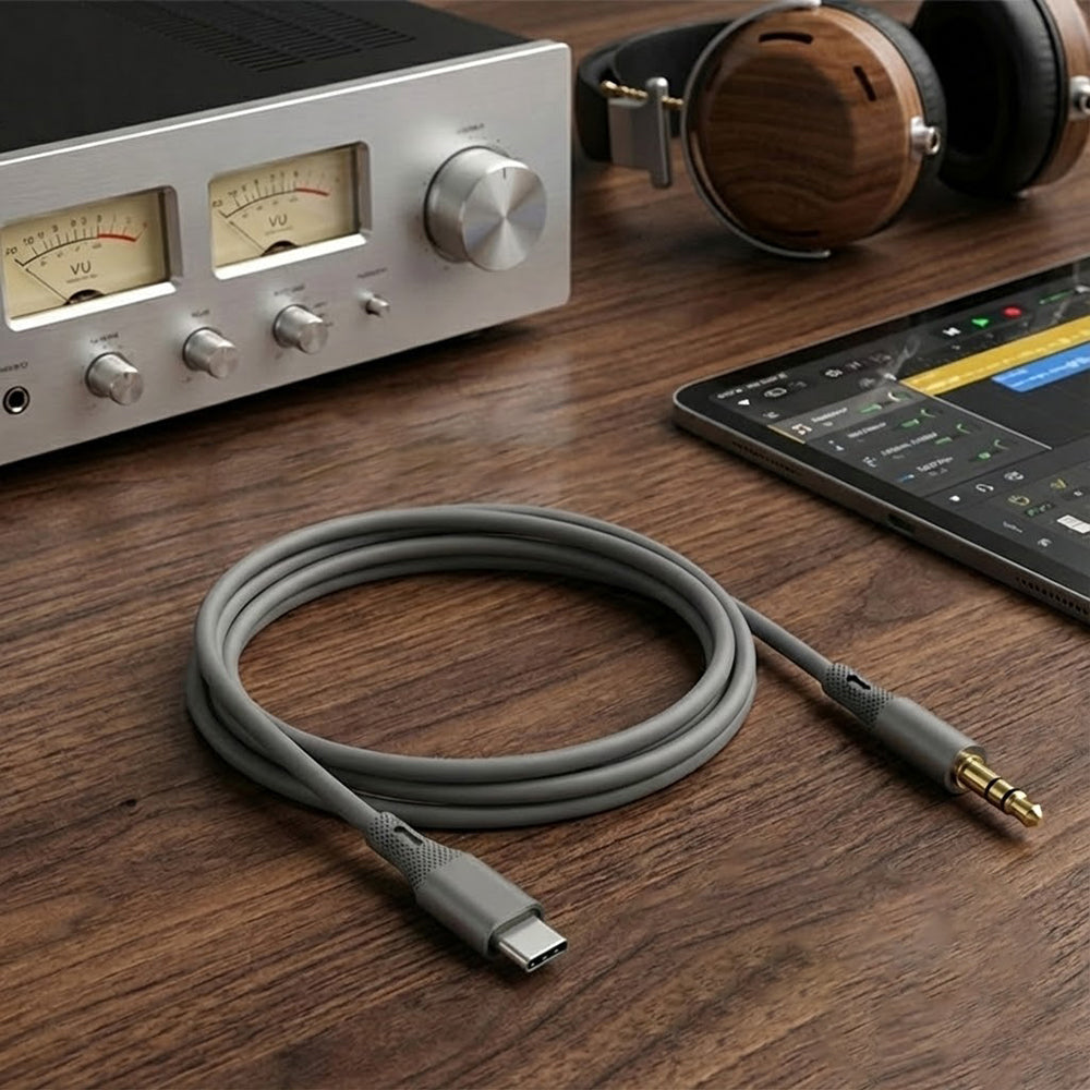 Avdio kabel USB-C - 3.5mm Techsuit AC4 SoundFlex, 1m, Siv