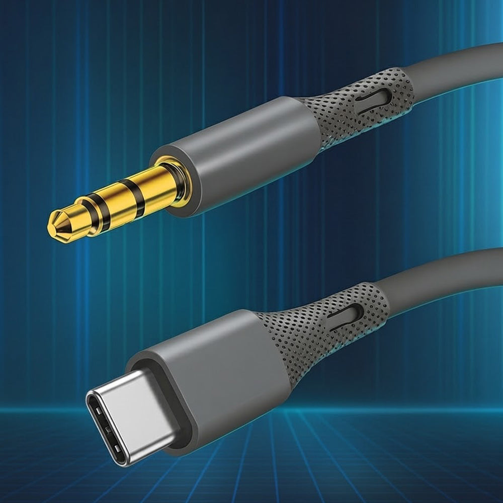 Avdio kabel USB-C - 3.5mm Techsuit AC4 SoundFlex, 1m, Siv
