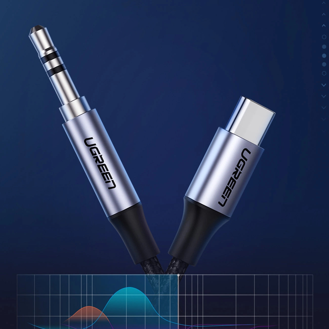 Audio kabel USB-C - 3.5mm UGREEN AV143, 1m, Siv