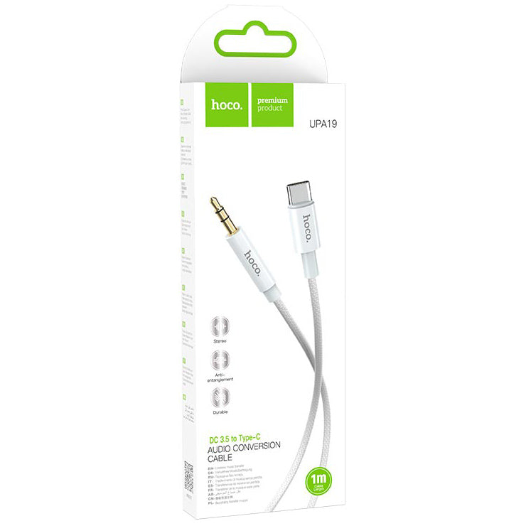 Avdio kabel USB-C - 3.5mm HOCO UPA19, 1m, Srebrn
