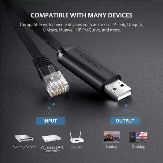 USB konzolni kabel UGREEN CM204, RJ45, 3m, črn