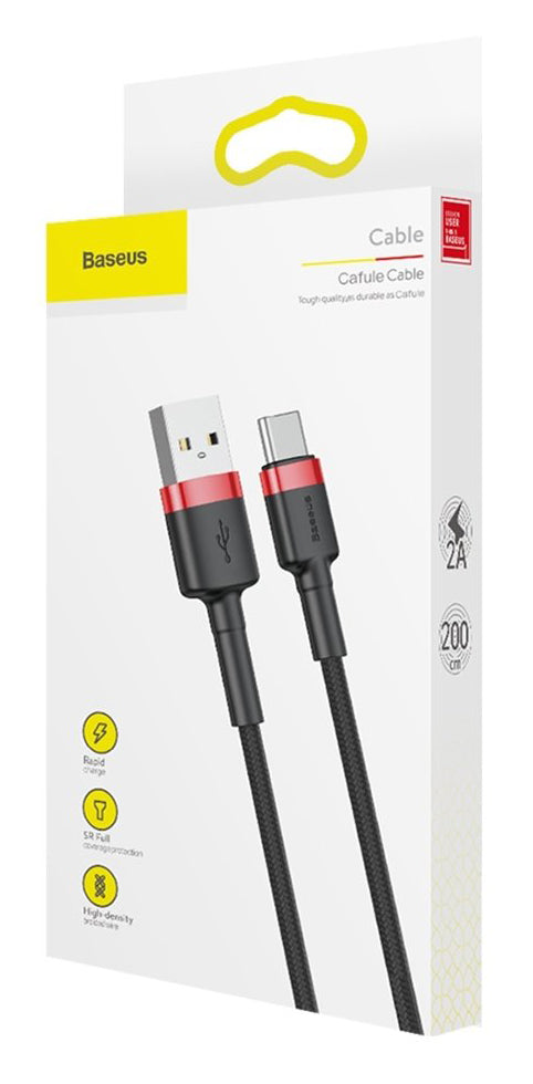 Podatkovni in polnilni kabel USB-A na USB-C Baseus Cafule, 18 W, 2 m, črn CATKLF-C91