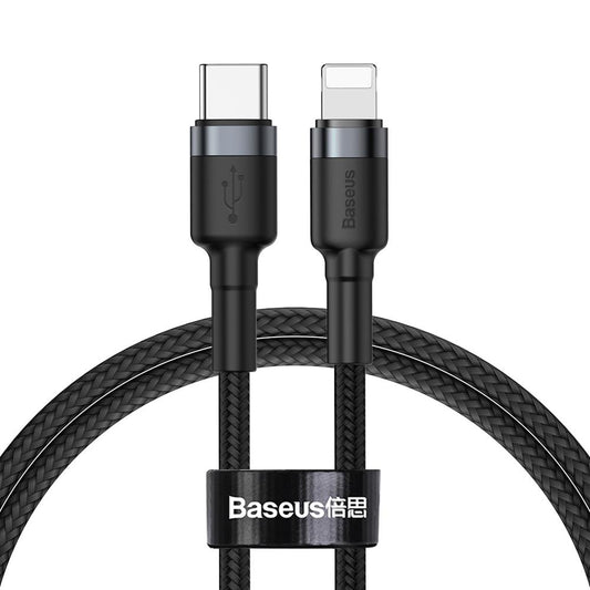 Podatkovni in polnilni kabel USB-C - Lightning Baseus Cafule, 18 W, 1 m, siv CATLKLF-G1