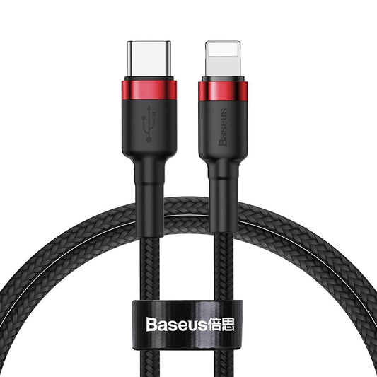 Podatkovni in polnilni kabel USB-C - Lightning Baseus Cafule, 18 W, 1 m, rdeč CATLKLF-91
