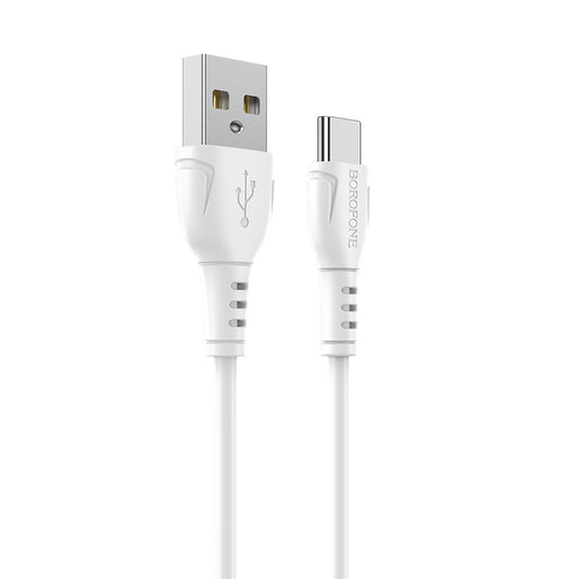 Podatkovni in polnilni kabel USB-A - USB-C Borofone BX51 Triumph MP, 18 W, 1 m, bel