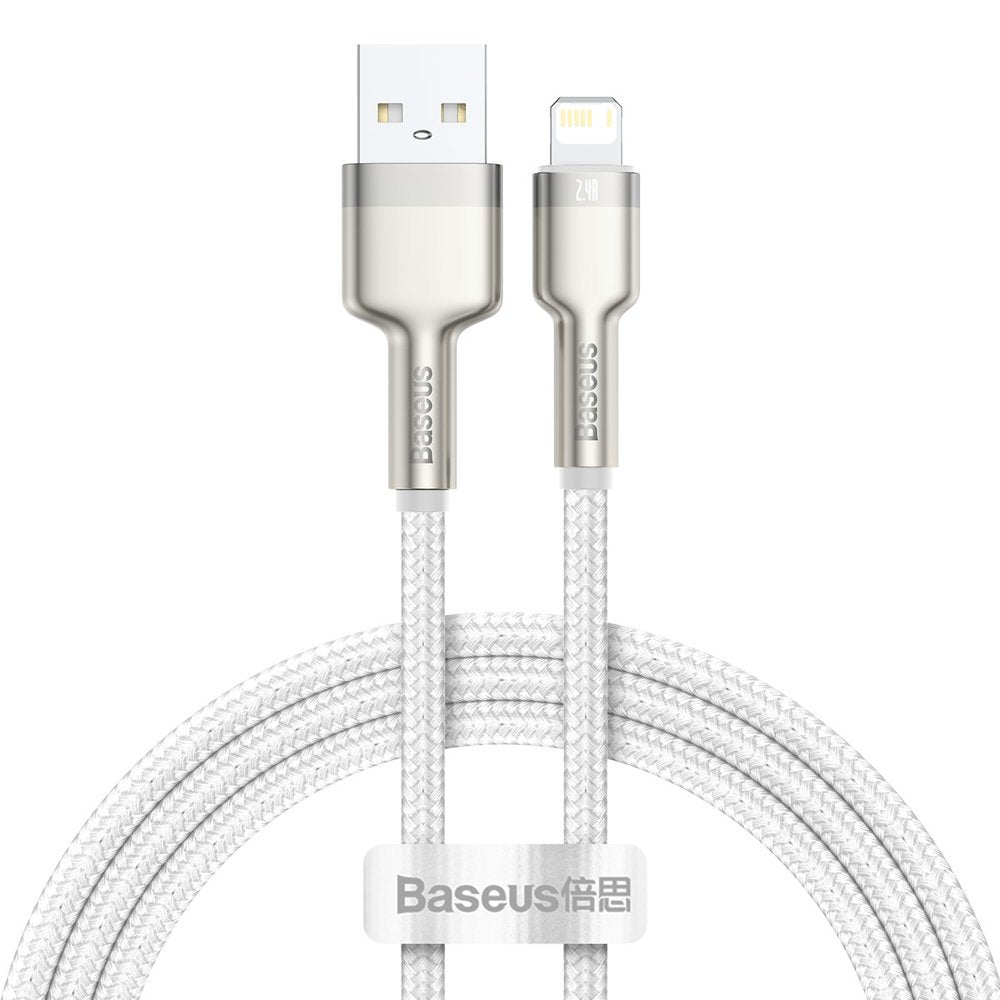 Podatkovni in polnilni kabel USB-A - Lightning Baseus Cafule Metal Series, 18 W, 1 m, bel CALJK-A02