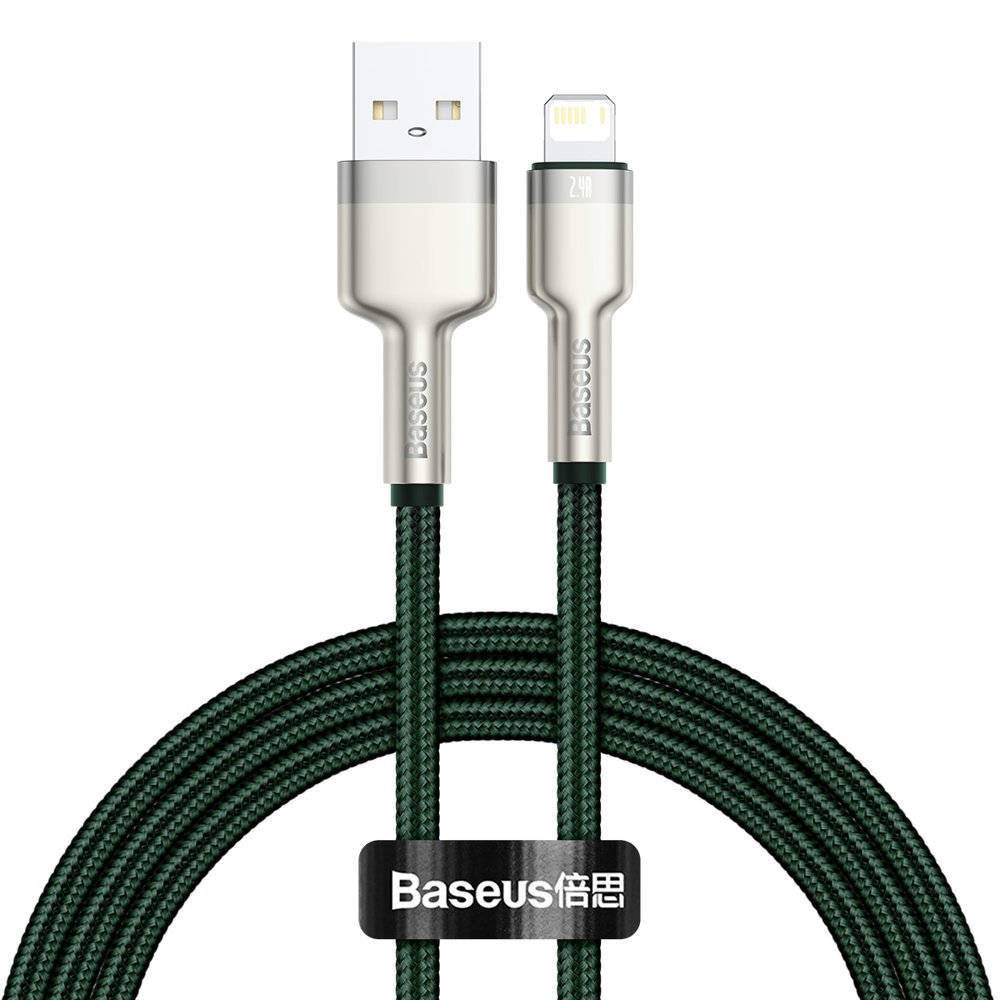 Kabel za podatke in polnjenje USB-A - Lightning Baseus Cafule Metal Series, 18W, 1m, zelen CALJK-A06