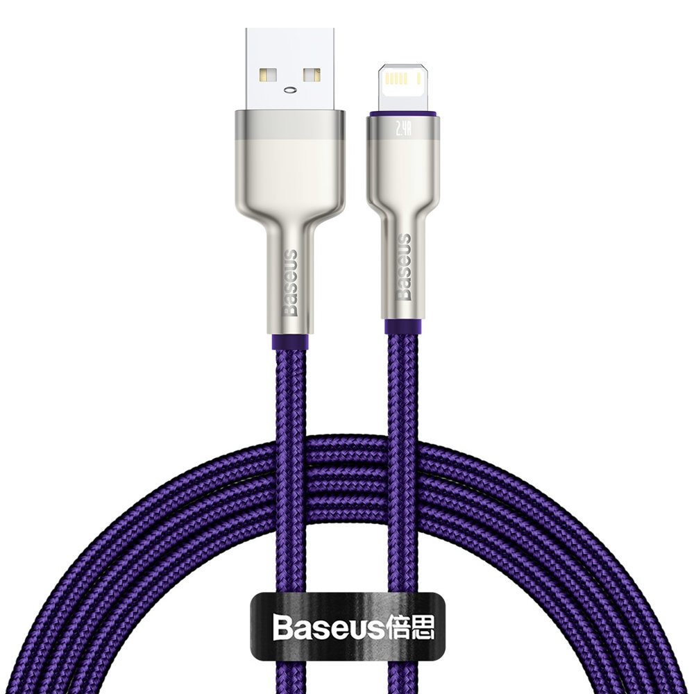 Podatkovni in polnilni kabel USB-A - Lightning Baseus Cafule Metal Series, 18 W, 1 m, vijoličen CALJK-A05
