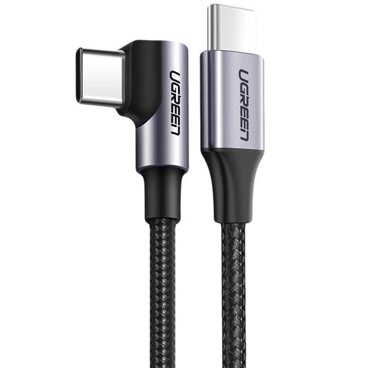 Podatkovni in polnilni kabel USB-C - USB-C UGREEN US255 USB-C kotni, 60 W, 2 m, siva