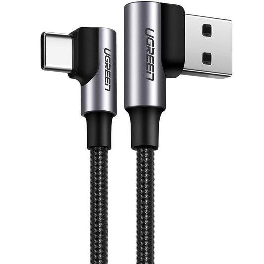 Podatkovni in polnilni kabel USB-A z USB-C UGREEN US255, kotni, 60 W, 1 m, siva