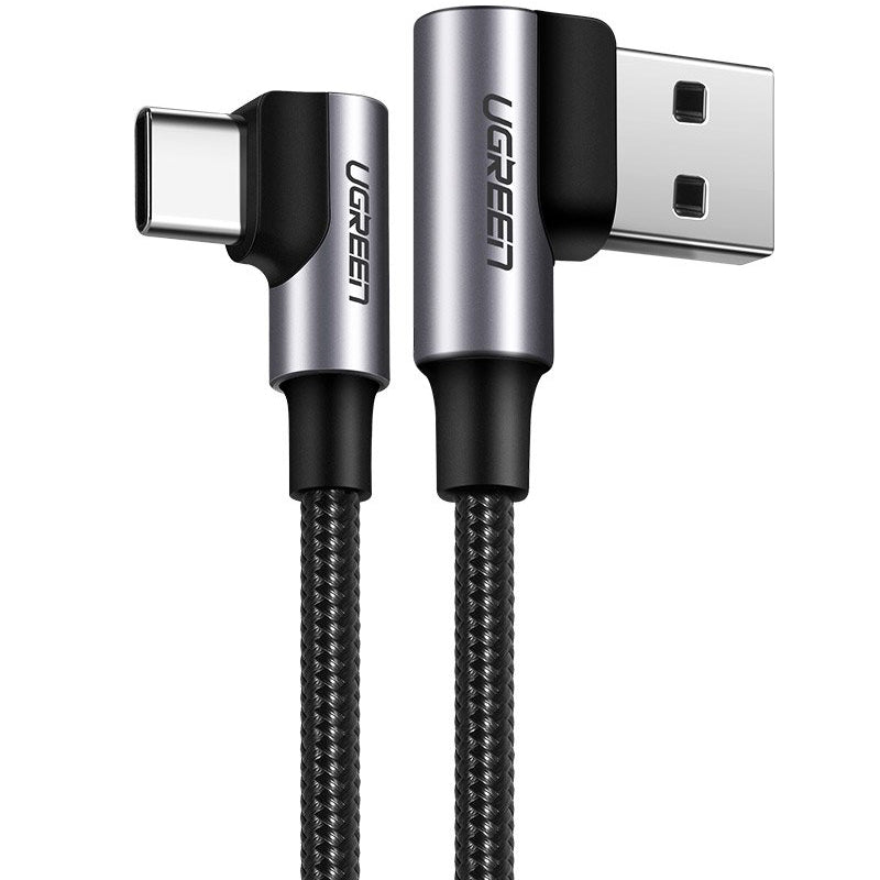 Kabel za prenos podatkov in polnjenje USB-A - USB-C UGREEN US176 Angled, 18W, 2m, črn