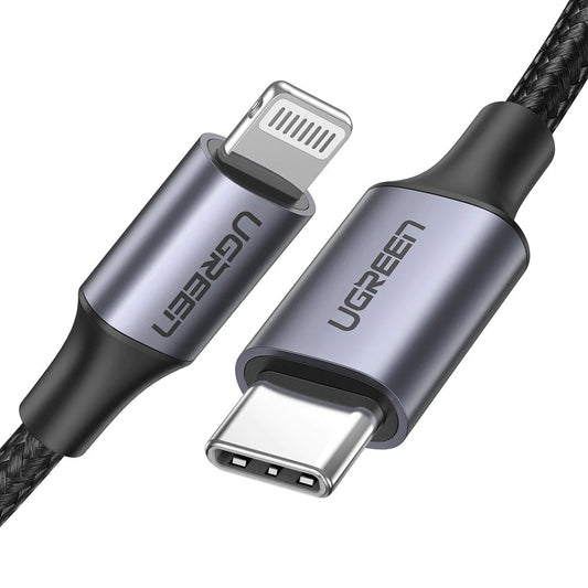 Kabel za podatke in polnjenje USB-C - Lightning UGREEN US304, 20W, 1m, črn