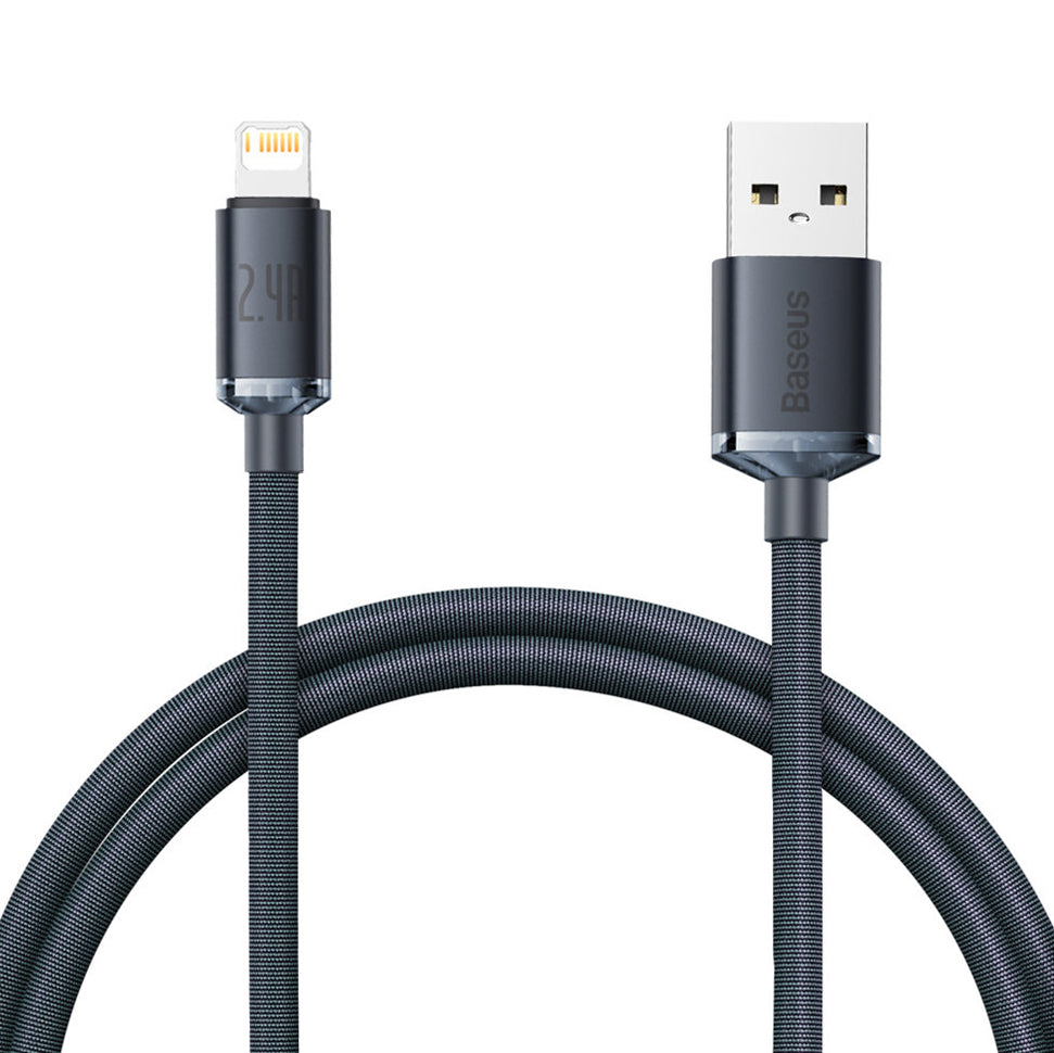 Podatkovni in polnilni kabel USB-A - Lightning Baseus Crystal Shine Series, 20W, 1,2 m, črn CAJY000001