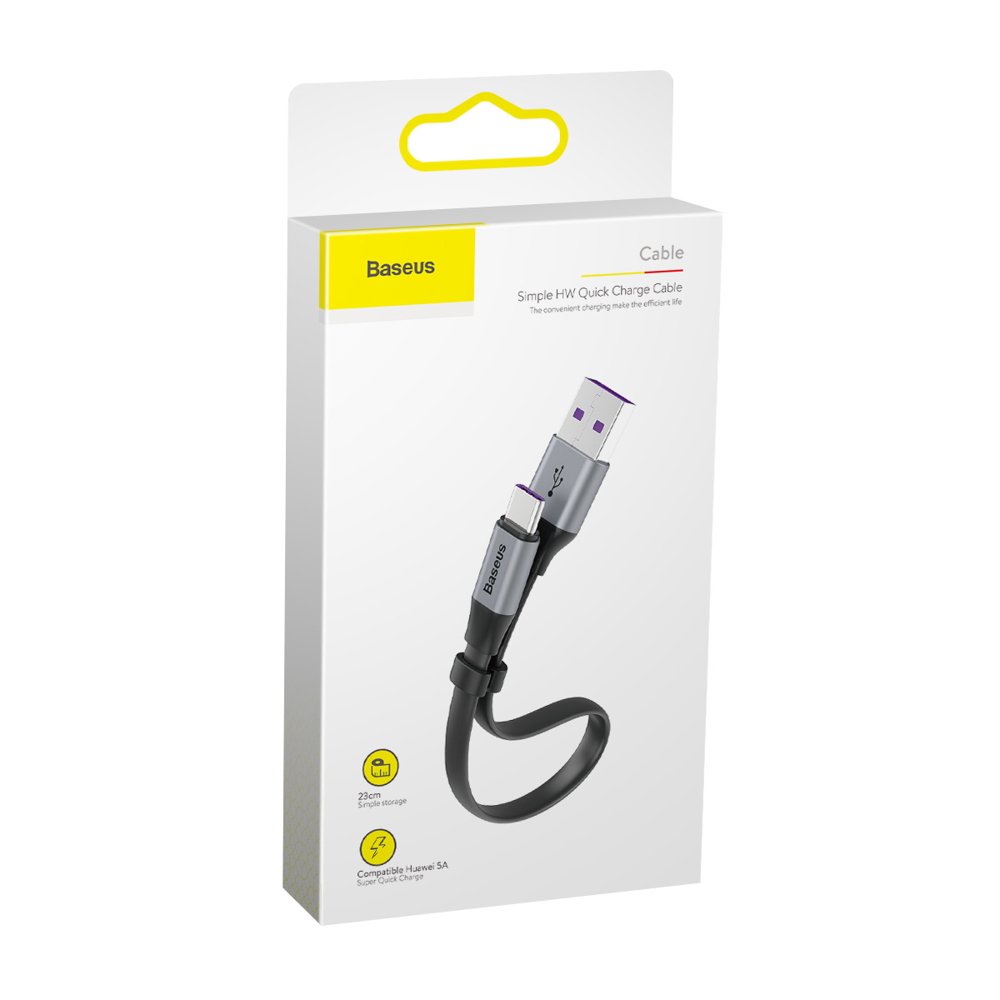 Kabel za podatke in polnjenje USB-A - USB-C Baseus Simple, 40W, 0.23m, Siv CATMBJ-BG1