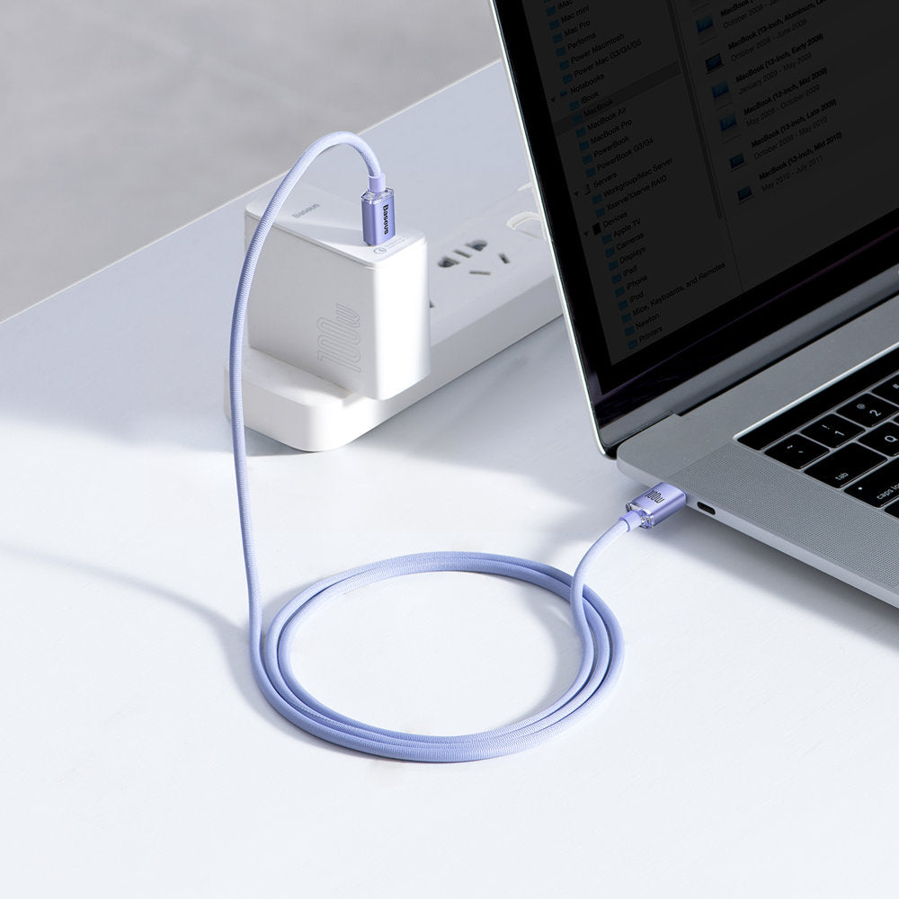 USB-C Data and Charging Cable - USB-C Baseus Crystal Shine Series, 100W, 1.2m, Purple CAJY000605