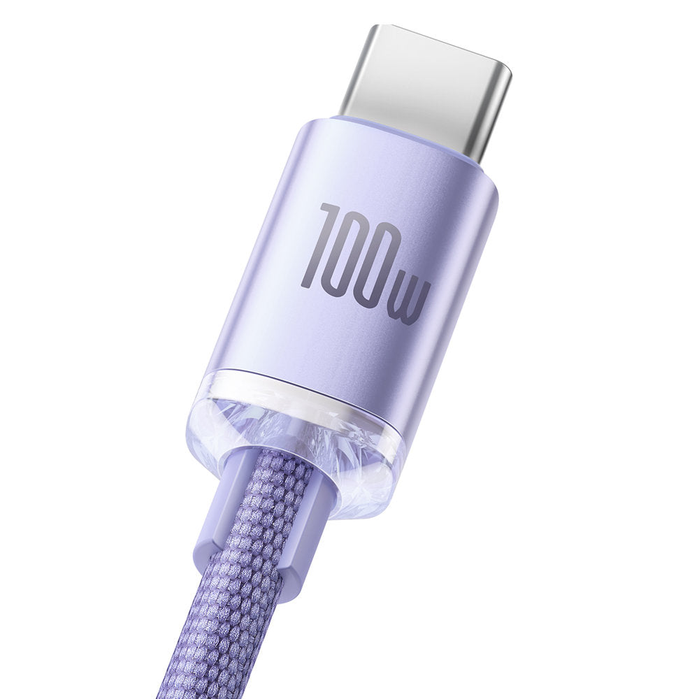Kabel za podatke in polnjenje USB-A - USB-C Baseus Crystal Shine Series, 100W, 2m, Vijoličen CAJY000505