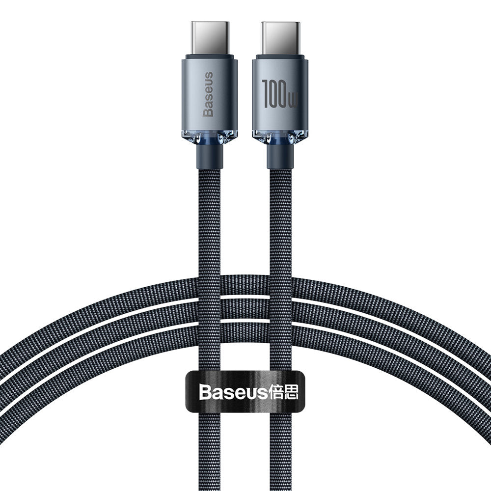 Podatkovni in polnilni kabel USB-C - USB-C Baseus Crystal Shine Series, 100 W, 2 m, črn CAJY000701