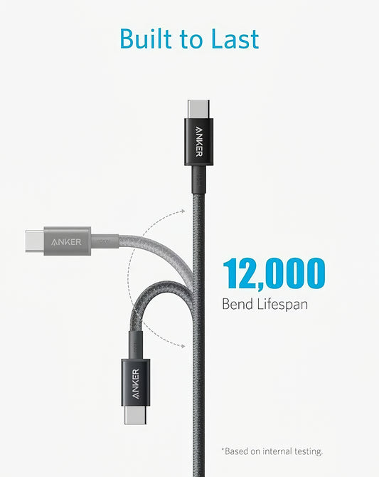Podatkovni in polnilni kabel USB-C - USB-C Anker 310, 240 W, 0,9 m, črn A81D5H11