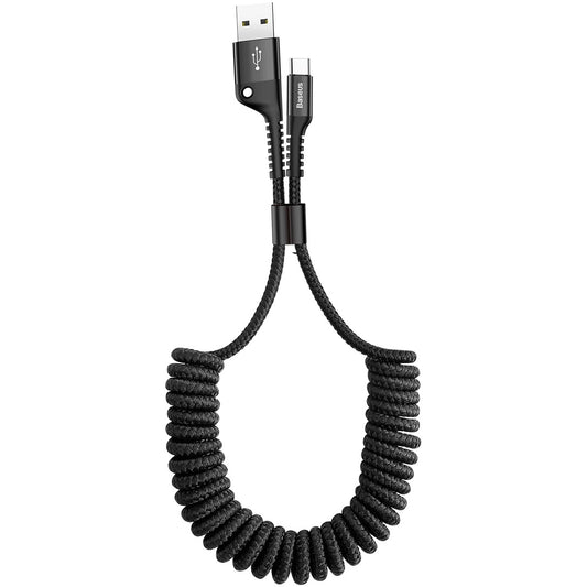 Kabel za prenos podatkov in polnjenje USB-A - USB-C Baseus Fish Eye Spring, 18 W, 1 m, črn CATSR-01 CATSR-01
