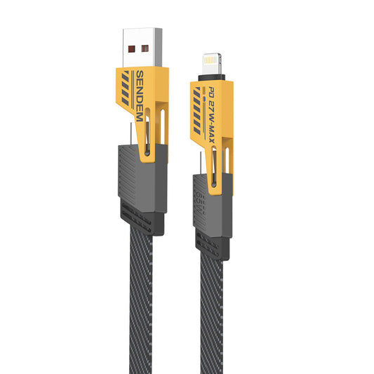 Podatkovni in polnilni kabel USB-A / USB-C - Lightning / microUSB Sendem M84 2v1, 65 W, 1 m, rumen