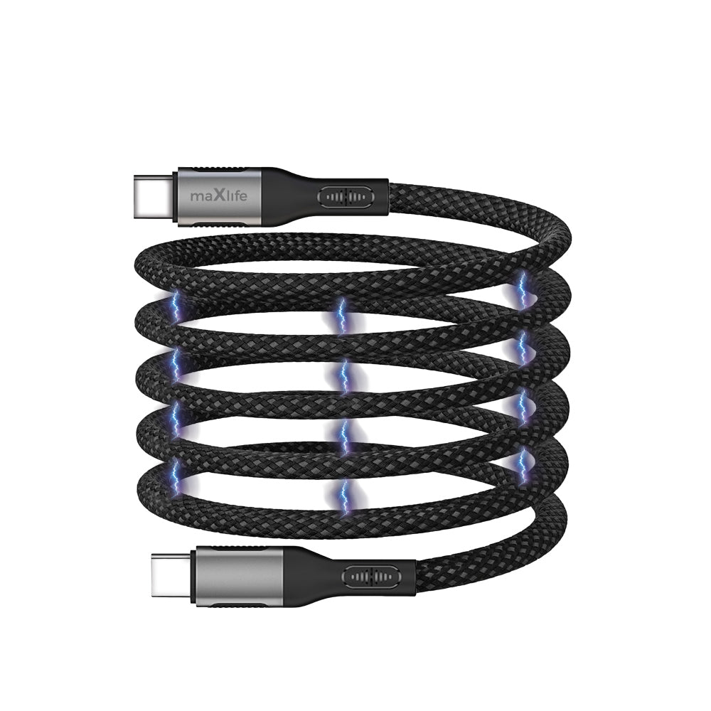 Podatkovni in polnilni kabel USB-C - USB-C MaXlife MXUC-11 Magnetic, 100W, 1m, črn