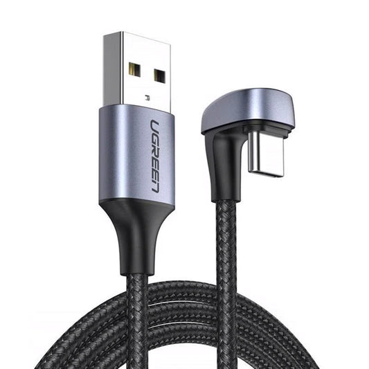Podatkovni in polnilni kabel USB-A - USB-C UGREEN US311 kotni, 18 W, 1 m, siv