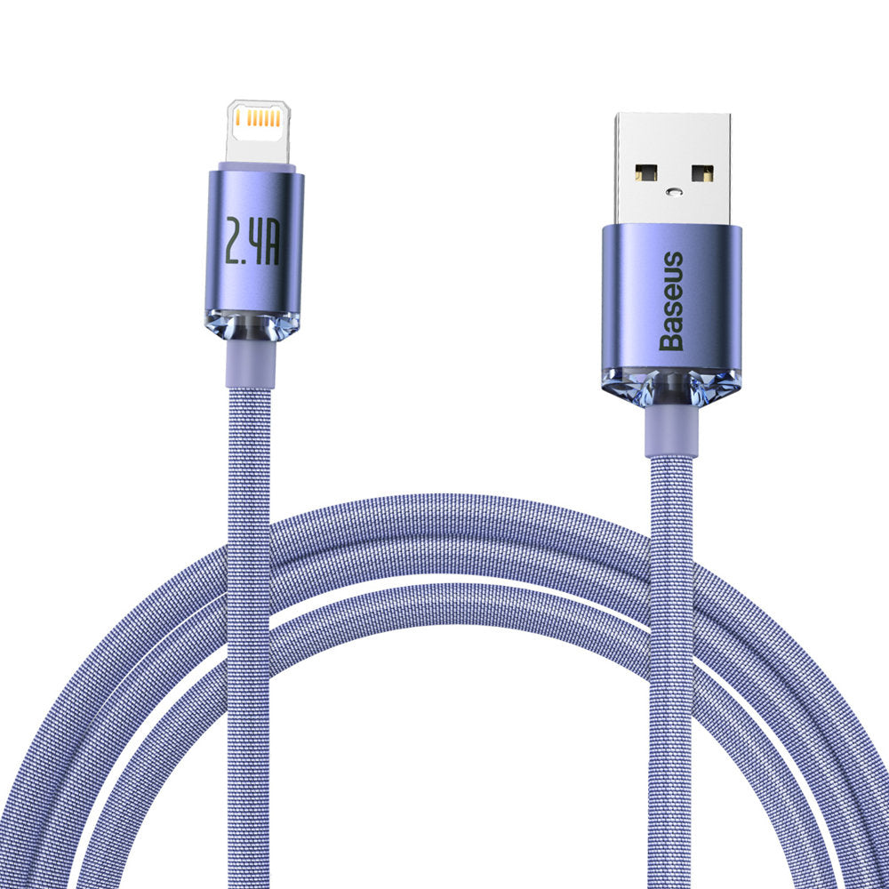 Kabel za podatke in polnjenje USB-A - Lightning Baseus Crystal Shine Series, 18W, 2m, Vijolična CAJY000105