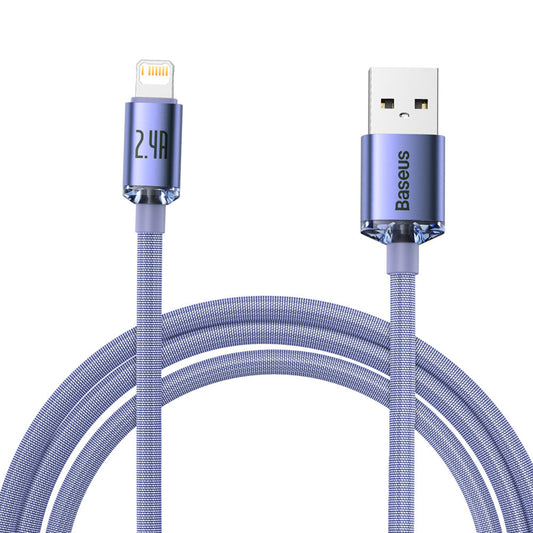 Kabel za podatke in polnjenje USB-A - Lightning Baseus Crystal Shine Series, 18W, 2m, Vijolična CAJY000105