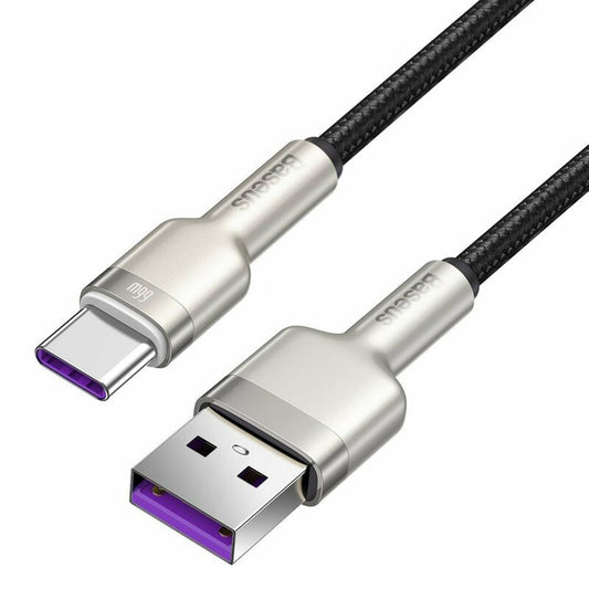 Kabel za podatke in polnjenje USB-A - USB-C Baseus Cafule Metal Series, 66W, 2m, Črn CAKF000201