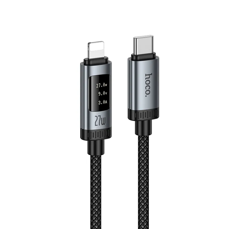 Podatkovni in polnilni kabel USB-C - Lightning HOCO Display U148, 27W, 1.2m, črn