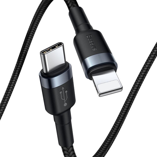 Podatkovni in polnilni kabel USB-C - Lightning Baseus Cafule, 18 W, 1 m, siv CATLKLF-G1
