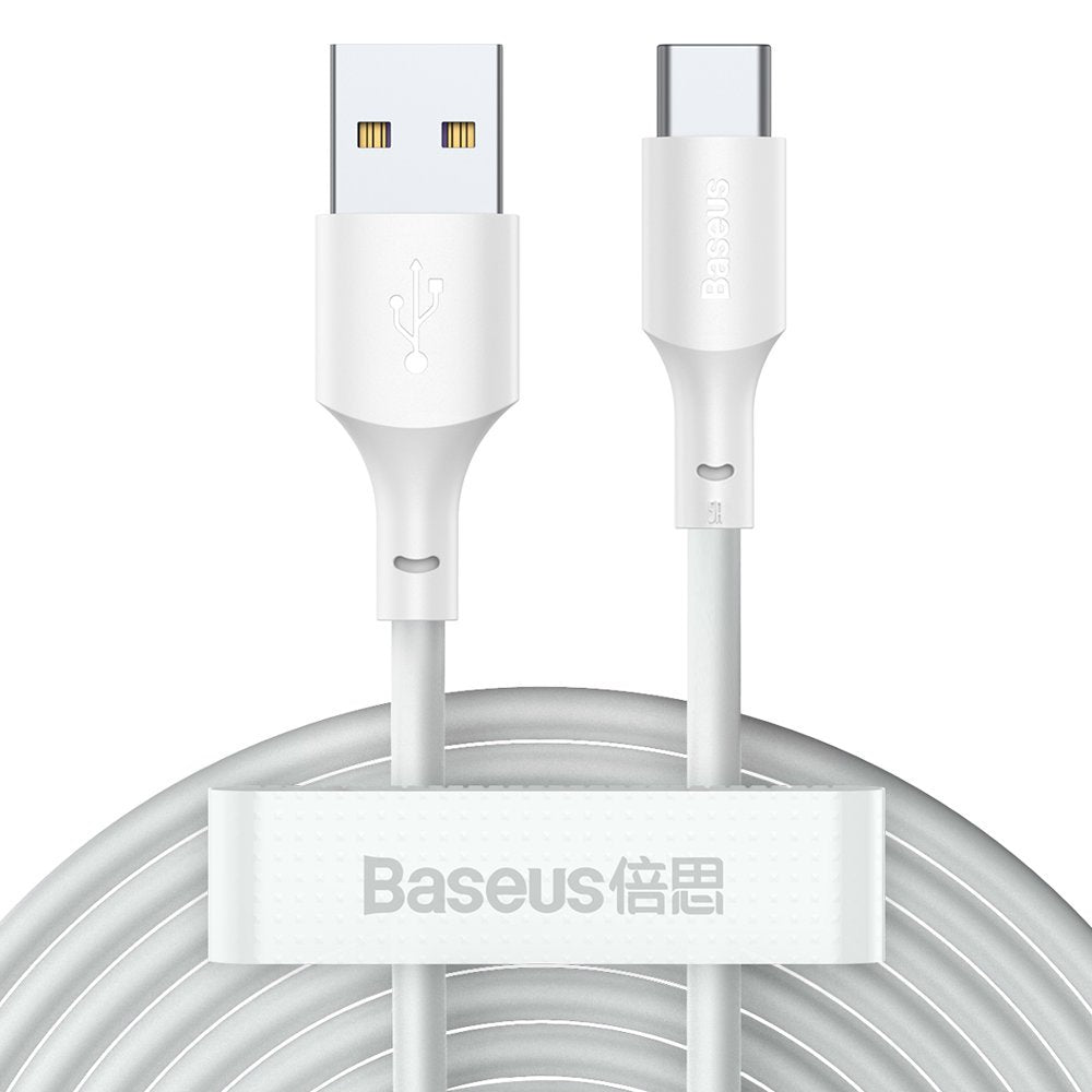 Kabel za prenos podatkov in polnjenje USB-A - USB-C Baseus, 40W, 1,5m, komplet 2 kosa, bel TZCATZJ-02