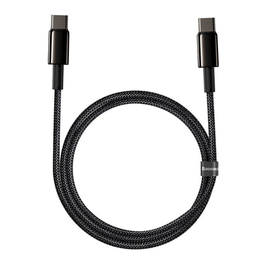 Podatkovni in polnilni kabel USB-C - USB-C Baseus Tungsten Gold, 100 W, 1 m, črn CATWJ-01