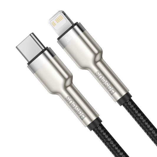 Podatkovni in polnilni kabel USB-C - Lightning Baseus Cafule Metal Series, 20 W, 1 m, črn CATLJK-A01