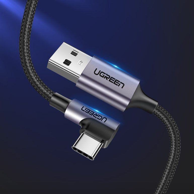 Kabel za podatke in polnjenje USB-A - USB-C UGREEN US284 Angled, 18W, 3m, Siv